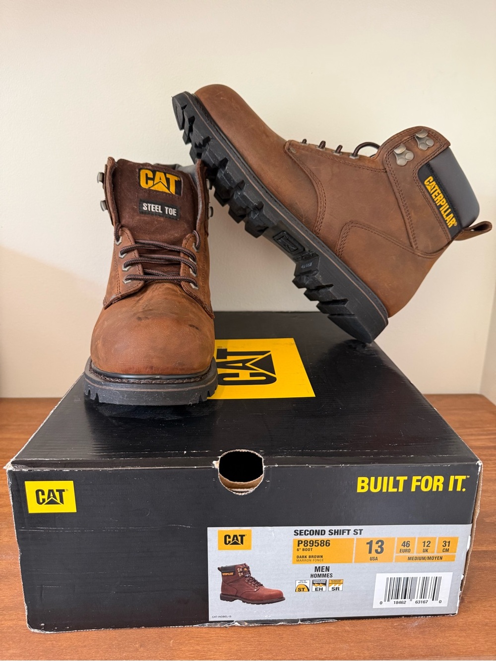 Caterpillar Second Shift Brown Steel Toe Work Boots